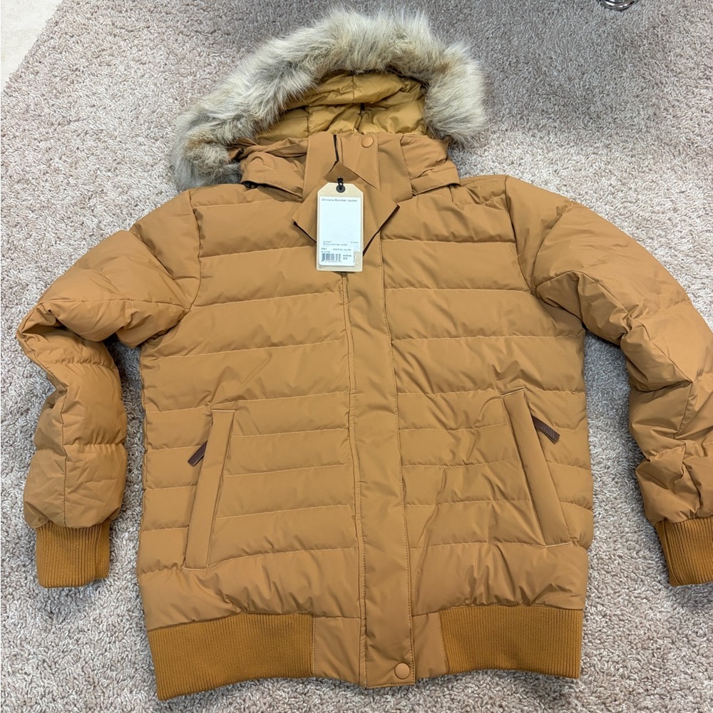 Brand new with tags Prana Women's Brown Insulated Jacket with Faux Fur Hood